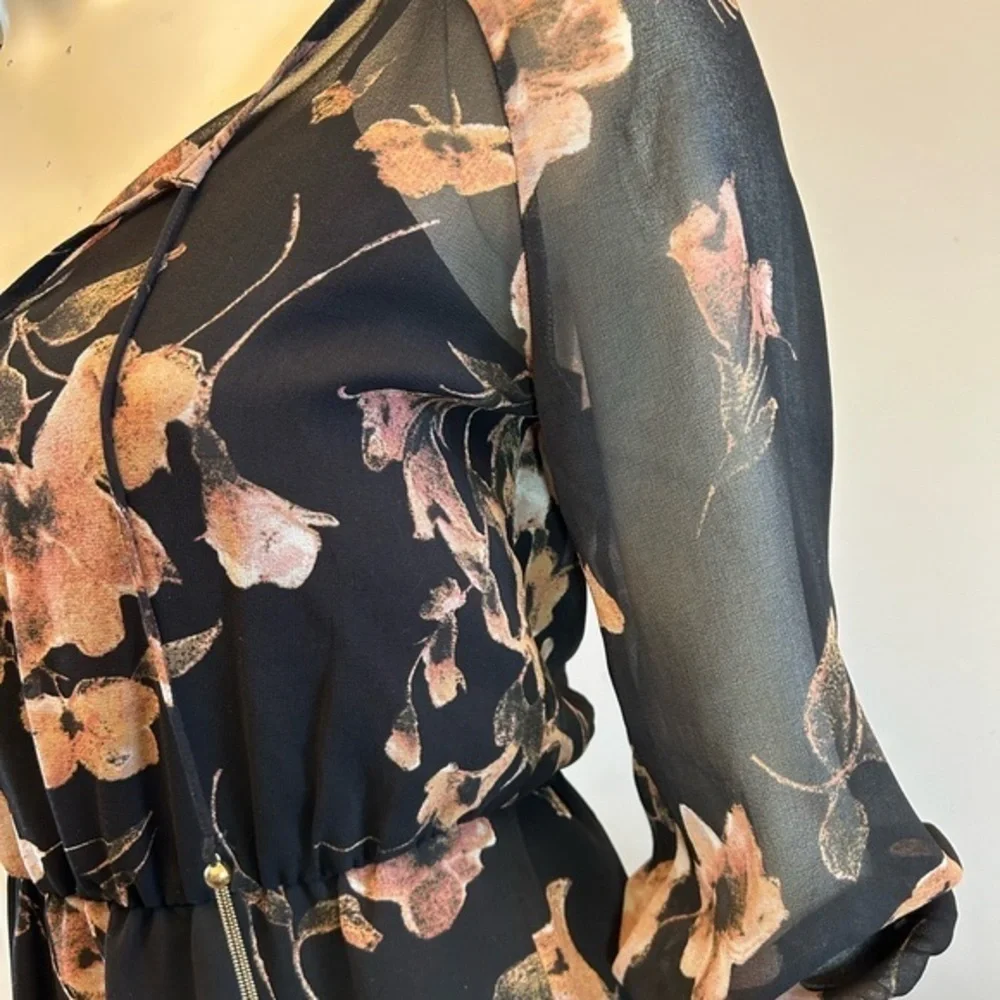 Pretty floral dress. Sheer with tank liner. Tassel details. Elastic waistband. - Picture 12 of 13